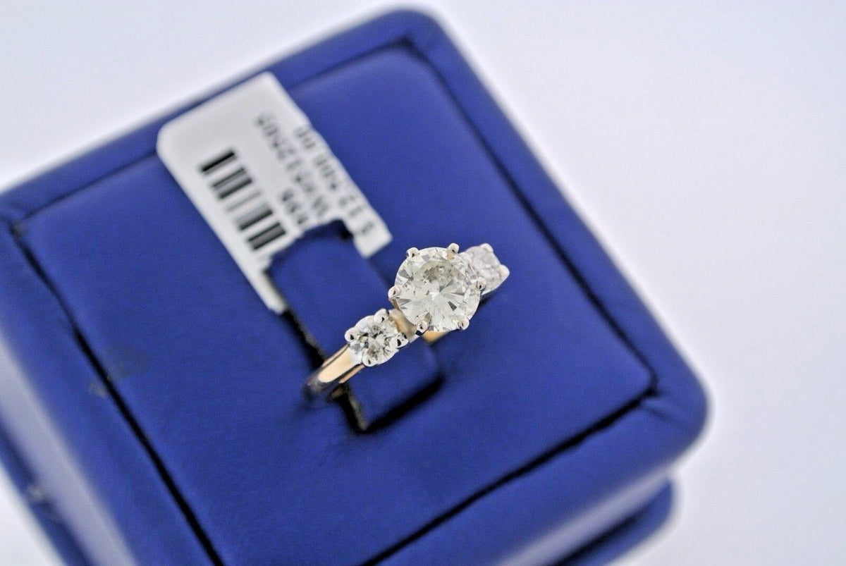 14k Two Tone Gold 1.25 CT Diamond Engagement Ring, 3.6gm, Size 4.75