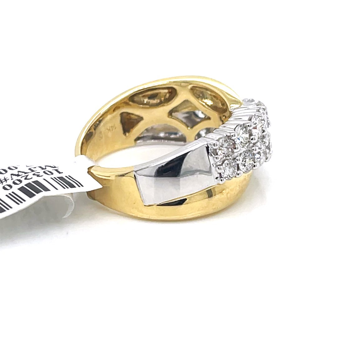 14k Two Tone 1.50 CT Round Cut Diamond Bypass Band, 7.9gm, Size 6.75