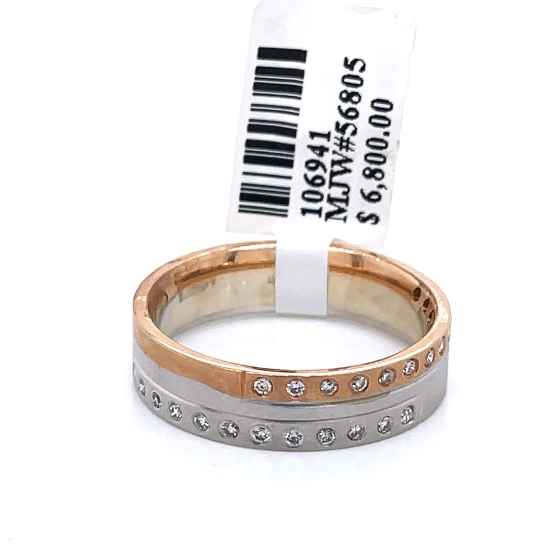 14k Rose White Gold 0.35 CT Diamond Men's Band, 7.8gm, Size 10
