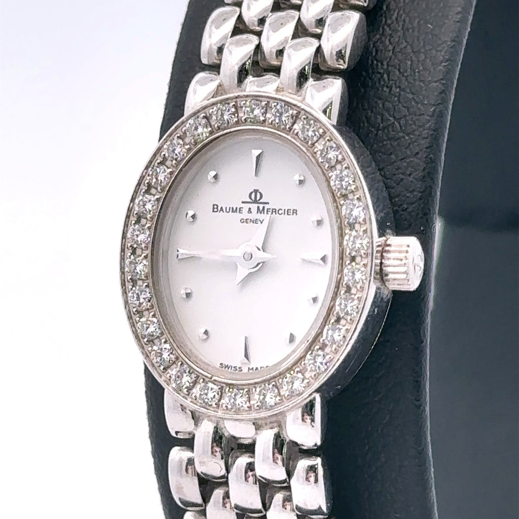 Baume & Mercier Geneve MX000M7L 14k W/g Diamond white dial 15mm Quartz watch