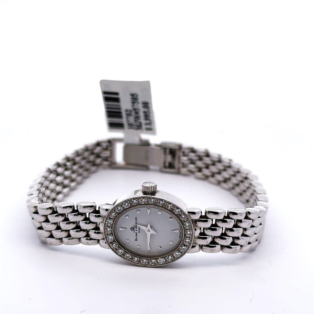 Baume & Mercier Geneve MX000M7L 14k W/g Diamond white dial 15mm Quartz watch