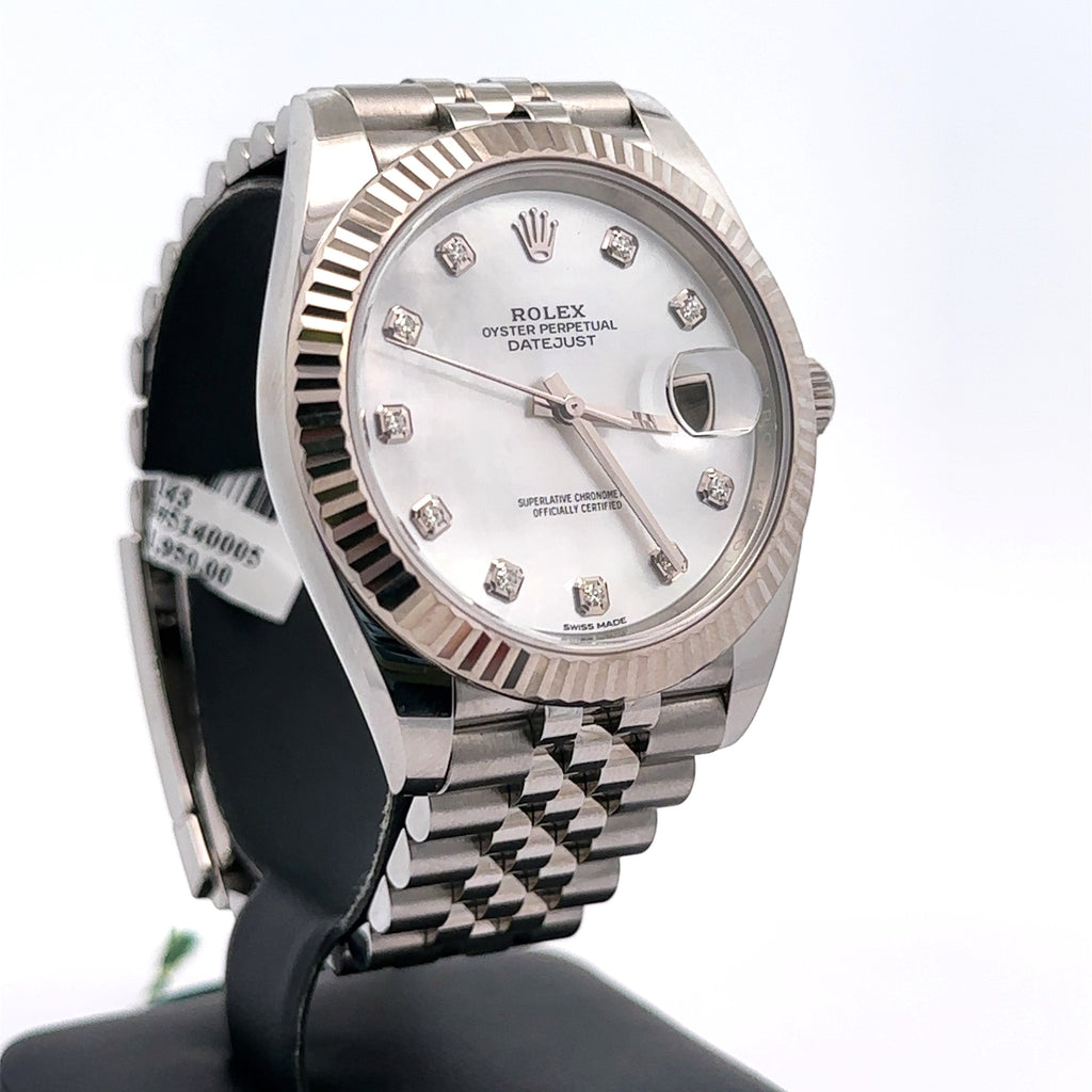 Pre-Owned Rolex Datejust 41mm Stainless Steel Watch 126334 Gold Fluted Bezel