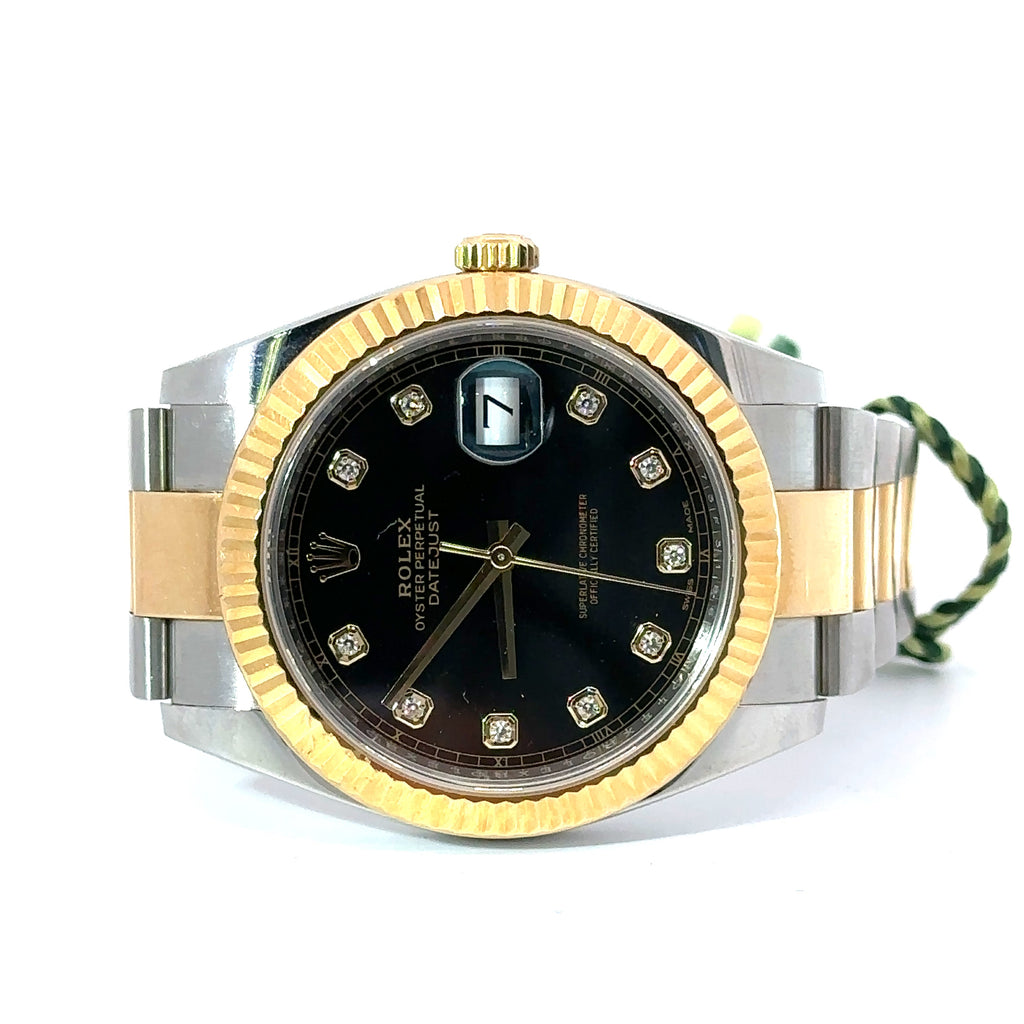 Pre-Owned Rolex Datejust 41mm 2 tone 18k Yellow Gold Watch 126333, Fluted bezel