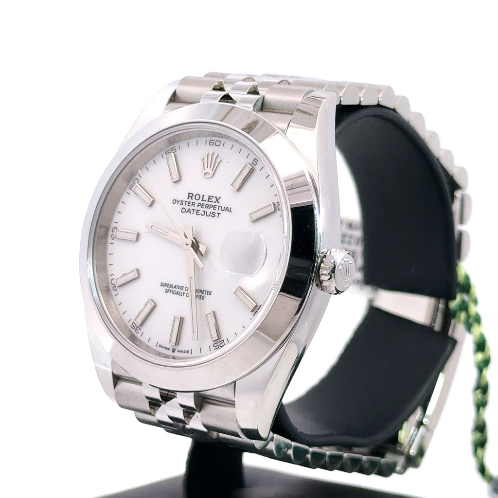 Pre-Owned Rolex Datejust 41mm Stainless Steel Watch 126300 Gold Fluted bezel