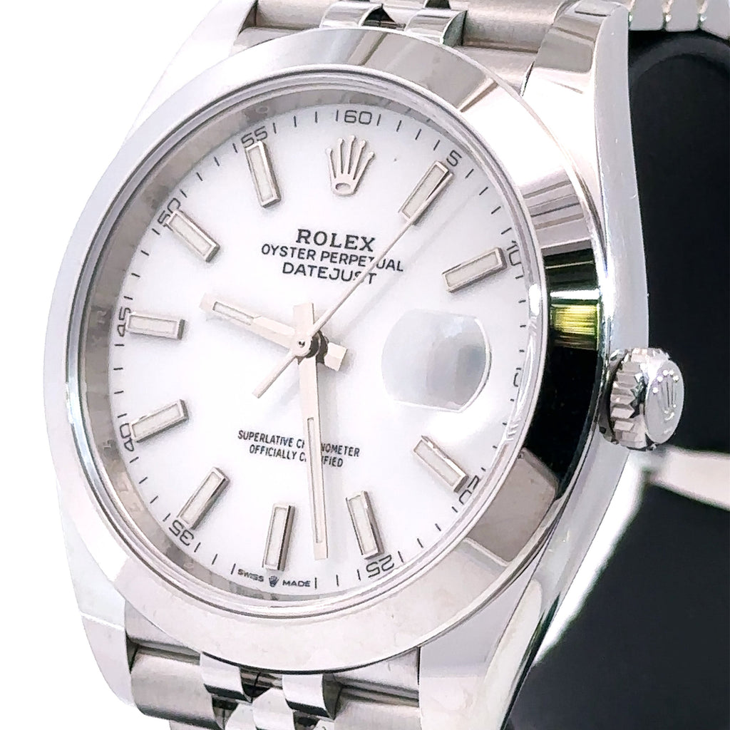 Pre-Owned Rolex Datejust 41mm Stainless Steel Watch 126300 Gold Fluted bezel
