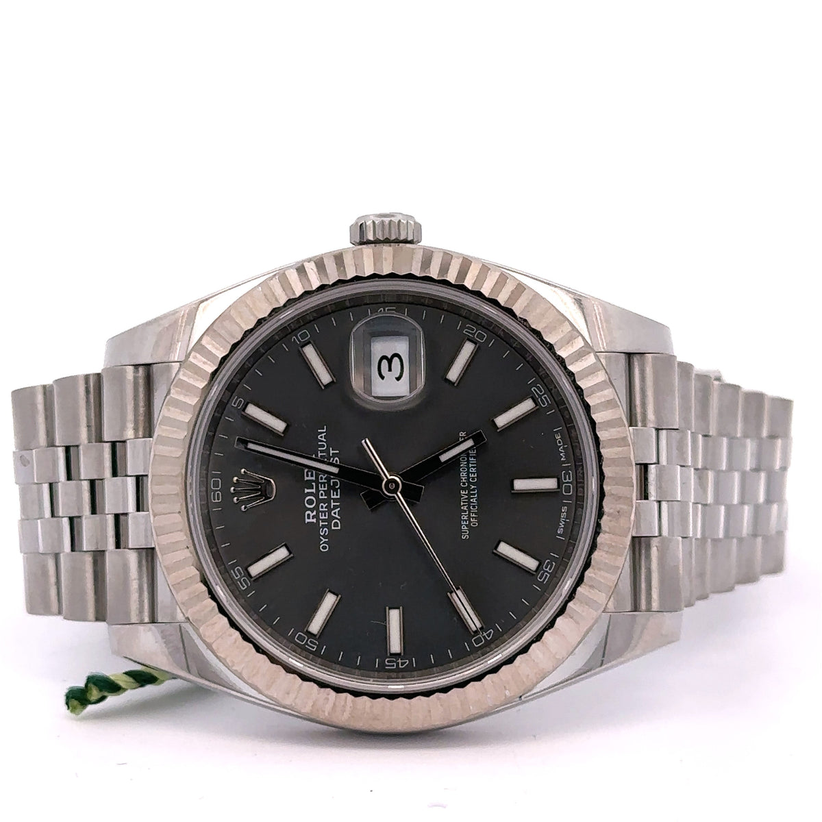 Pre-Owned Rolex Datejust 41mm Stainless Steel Watch 126334 Gold Fluted bezel