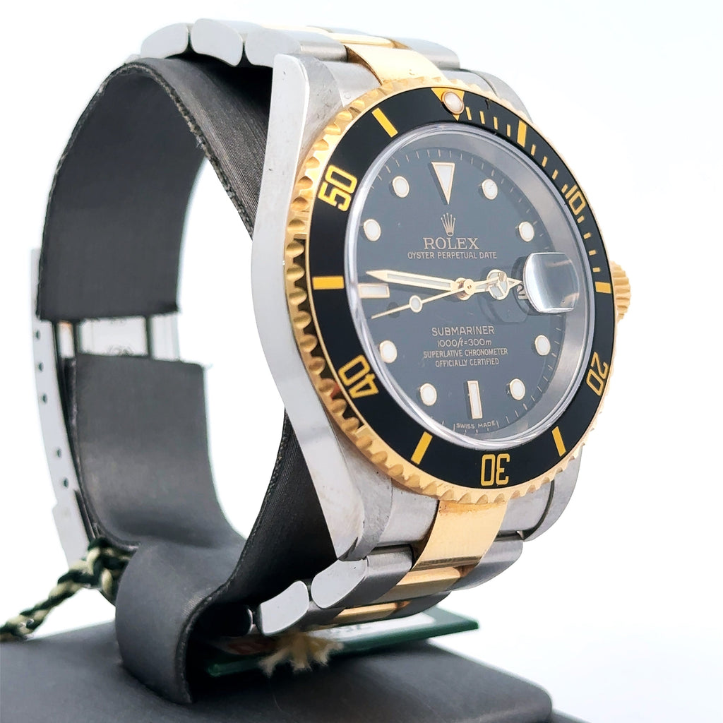 Pre-Owned Rolex Submariner Date 40mm 2 Tone Watch 16613 18k Gold Bezel S104537