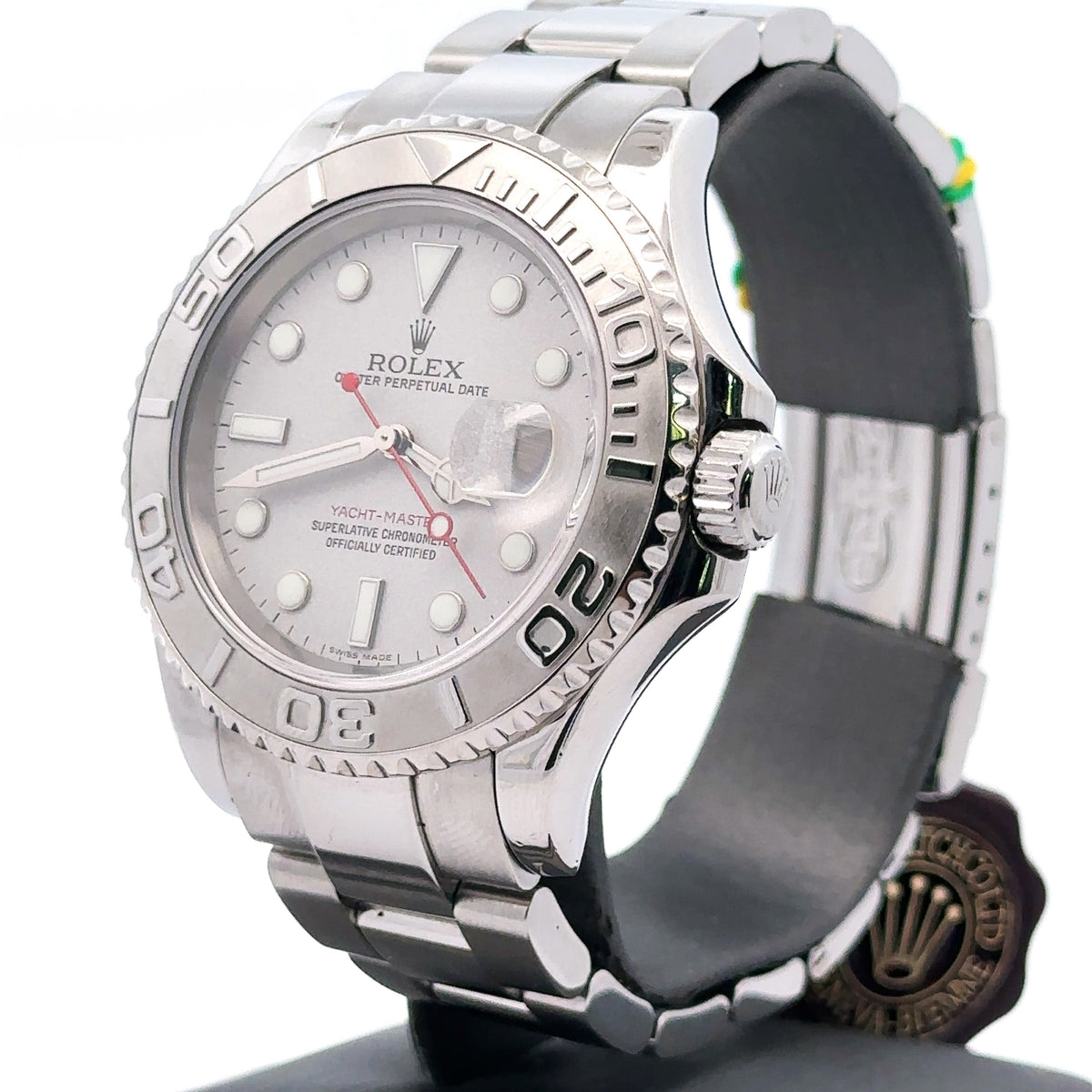 Pre-Owned Rolex Yacht Master 40mm Stainless Steel Watch 16622 platinum bezel