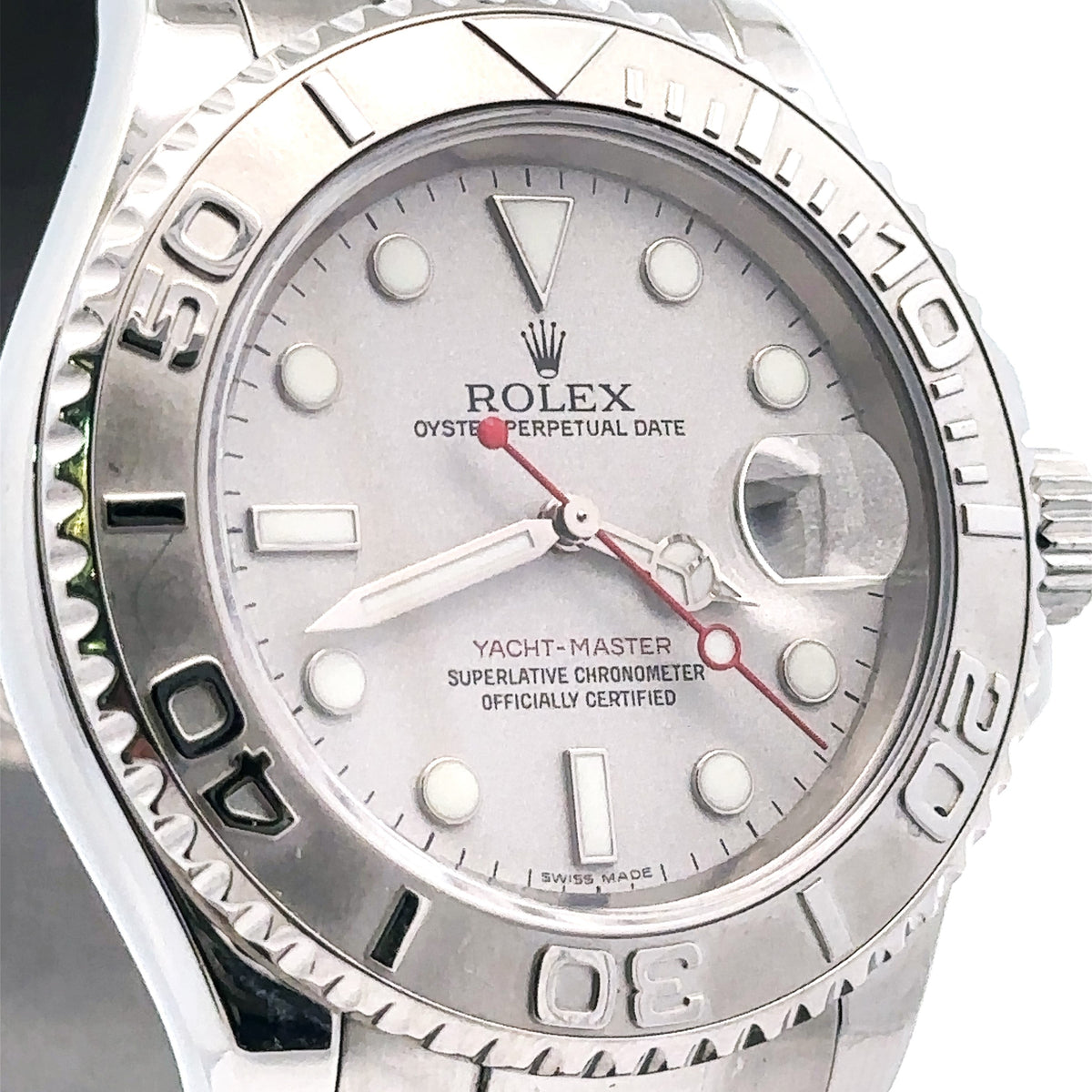 Pre-Owned Rolex Yacht Master 40mm Stainless Steel Watch 16622 platinum bezel
