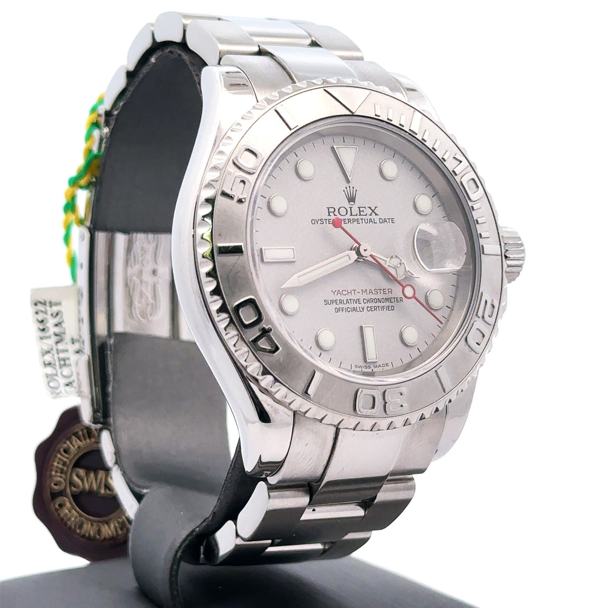 Pre-Owned Rolex Yacht Master 40mm Stainless Steel Watch 16622 platinum bezel