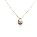 14k Yellow Gold 0.50 CT pear Diamond Bezel Pendant Necklace, 2.6g, S16075
