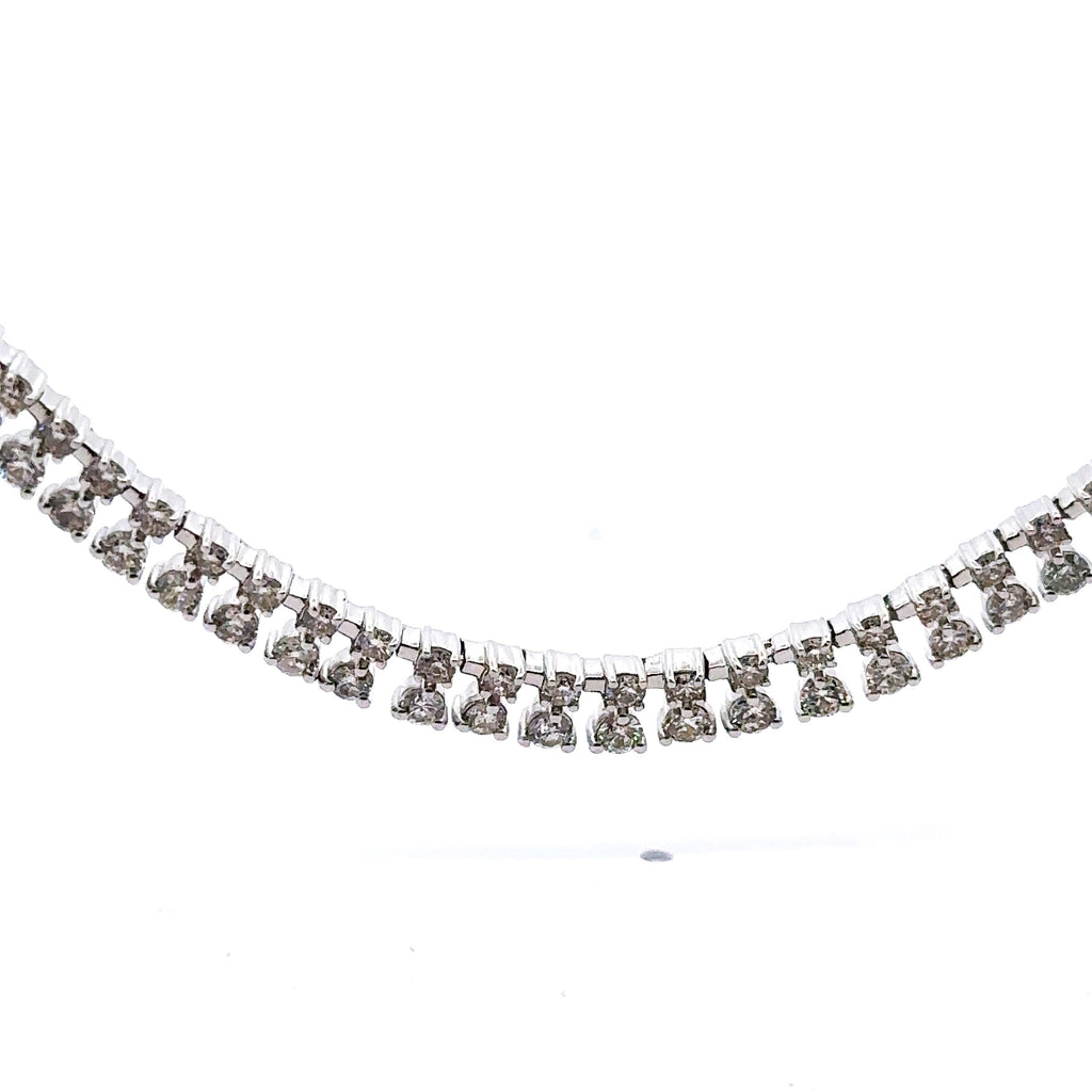 Brilliant Moments 14k White Gold 6.75CT 2 row Diamond Necklace 19.4gm,  S16043