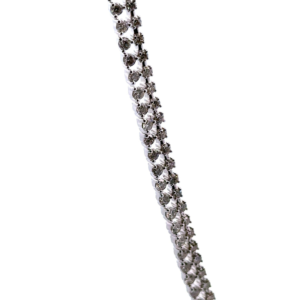 Brilliant Moments 14k White Gold 6.75CT 2 row Diamond Necklace 19.4gm,  S16043