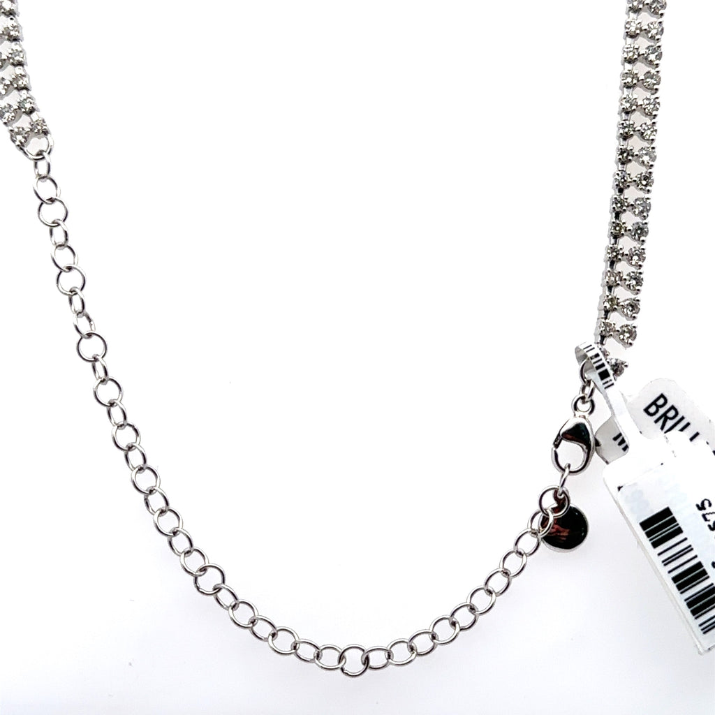 Brilliant Moments 14k White Gold 6.75CT 2 row Diamond Necklace 19.4gm,  S16043