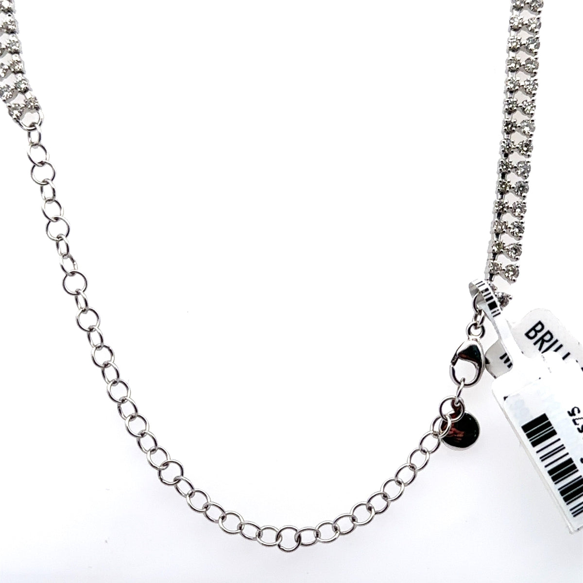 Brilliant Moments 14k White Gold 6.75CT 2 row Diamond Necklace 19.4gm,  S16043
