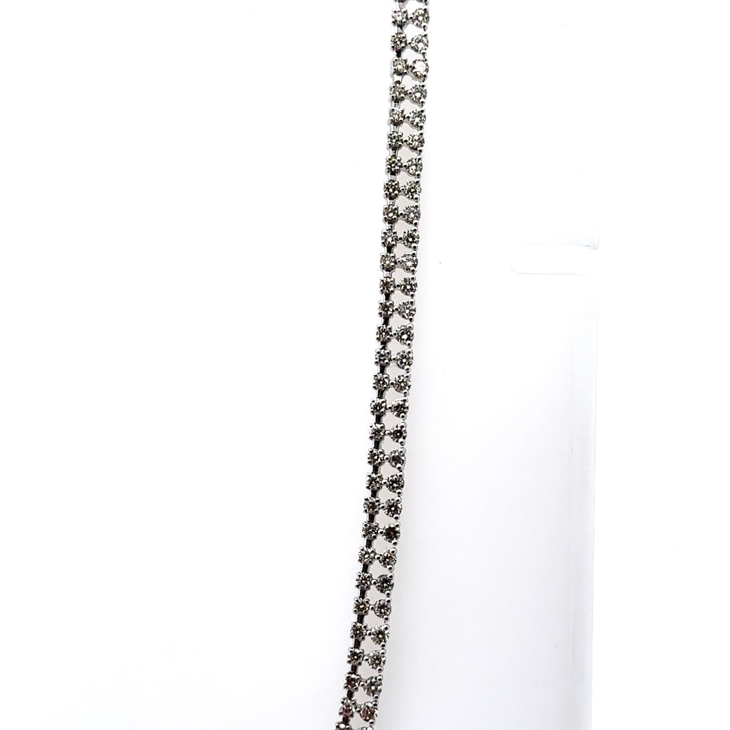 Brilliant Moments 14k White Gold 6.75CT 2 row Diamond Necklace 19.4gm,  S16043