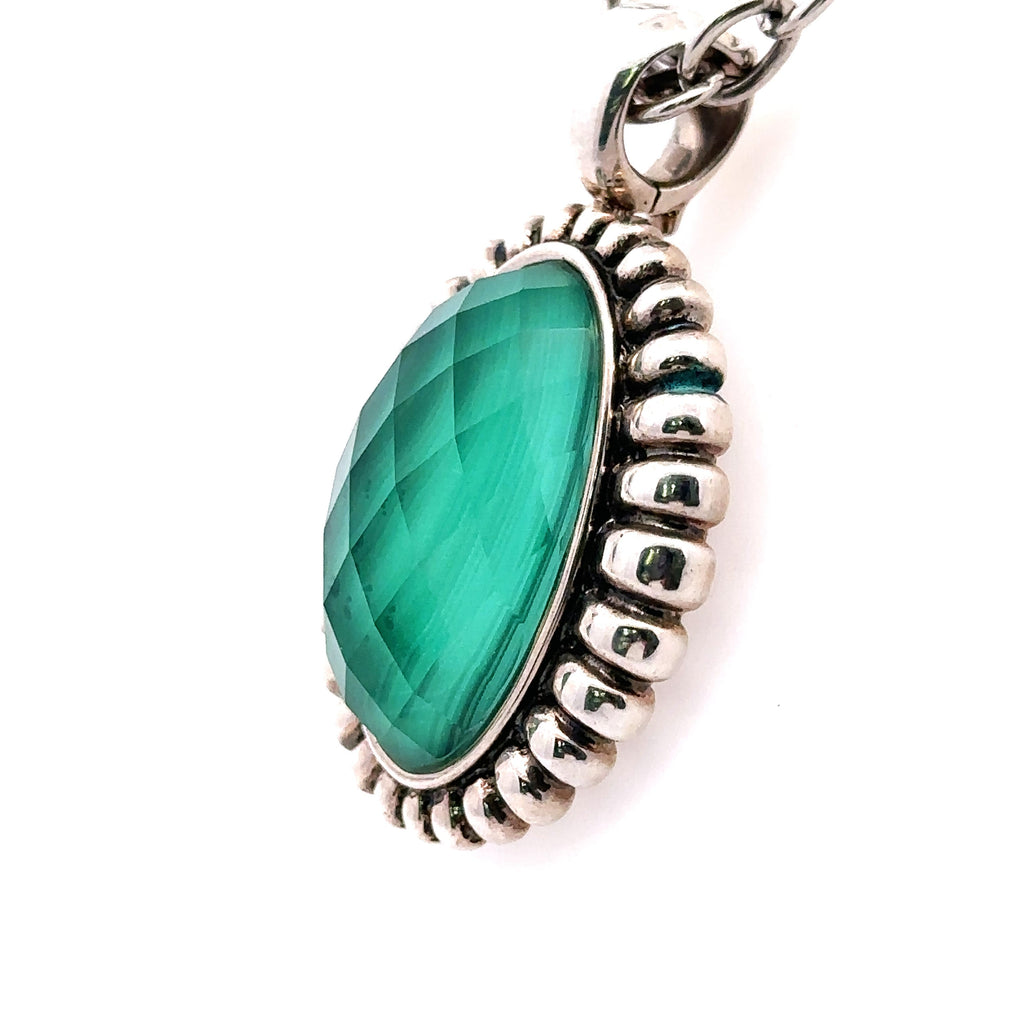 LAGOS Sterling Silver Malachite Pendant Necklace ,17" , 36.2G