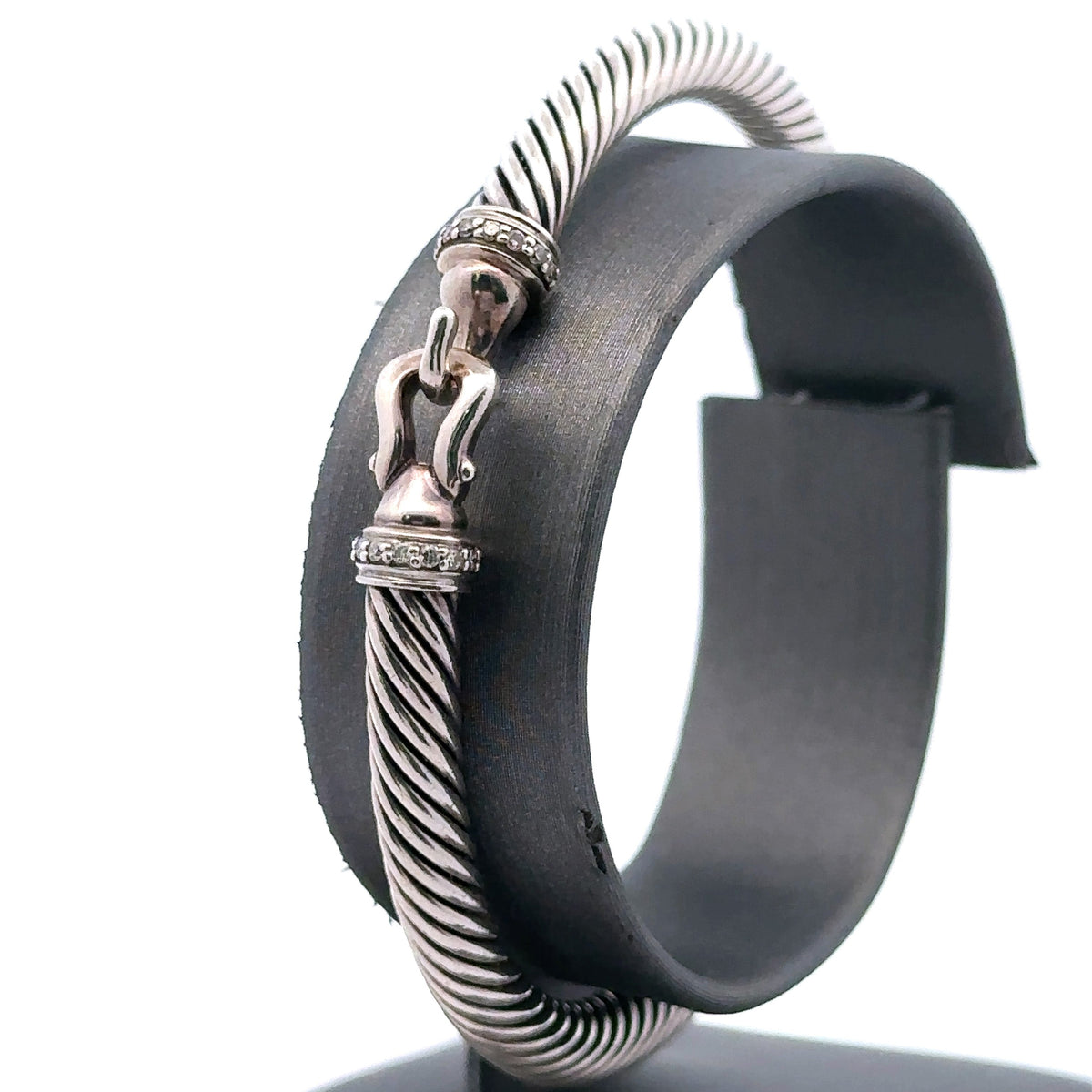David Yurman silver & Diamond Cable Classic Cuff Bracelet, 29.5Gm