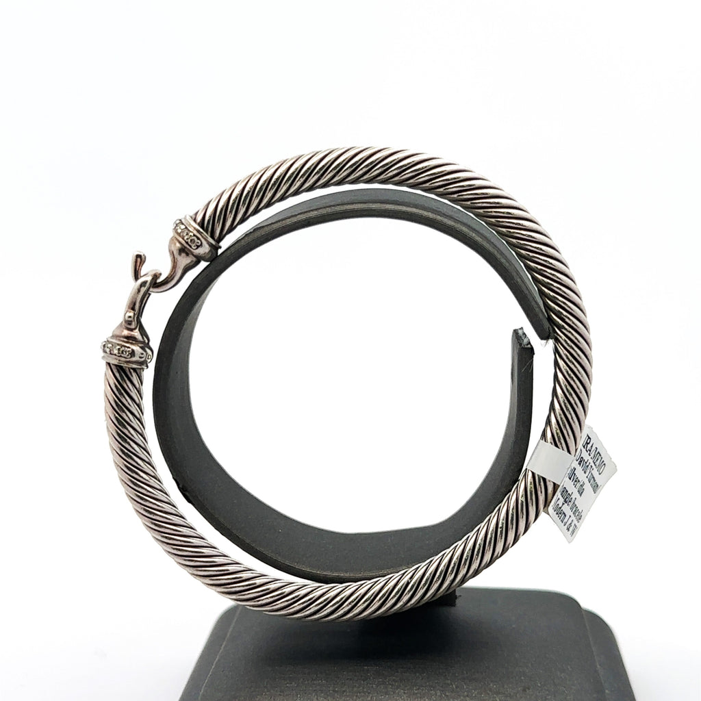 David Yurman silver & Diamond Cable Classic Cuff Bracelet, 29.5Gm