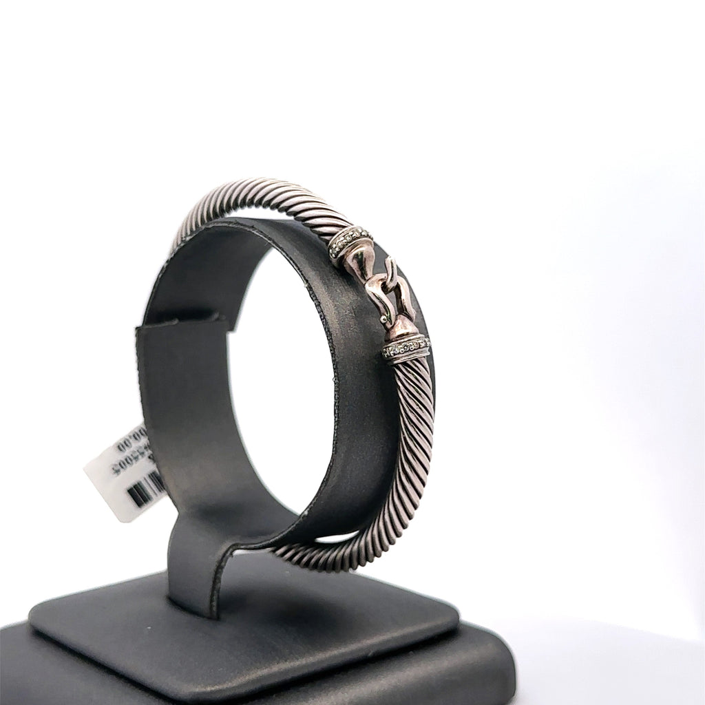 David Yurman silver & Diamond Cable Classic Cuff Bracelet, 29.5Gm