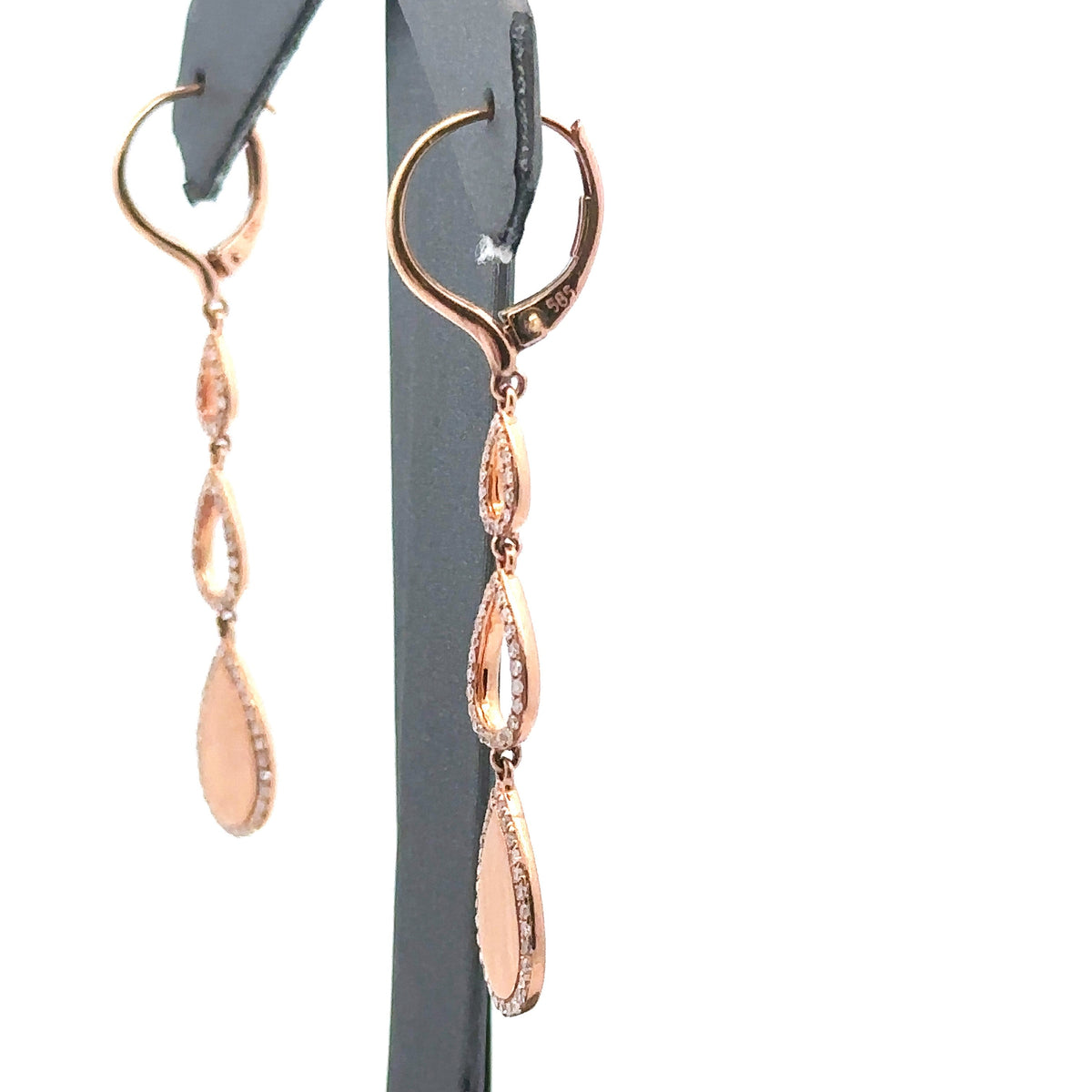 14k Rose Gold 0.40ct Ladies Dangling Earrings, 4.3g, S14366