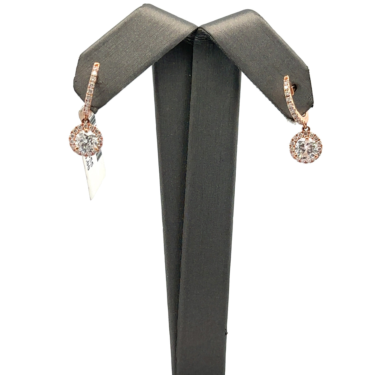 18k Rose Gold 1.75 CT Diamond Drop / Dangle Earrings, 2.8g, S12393