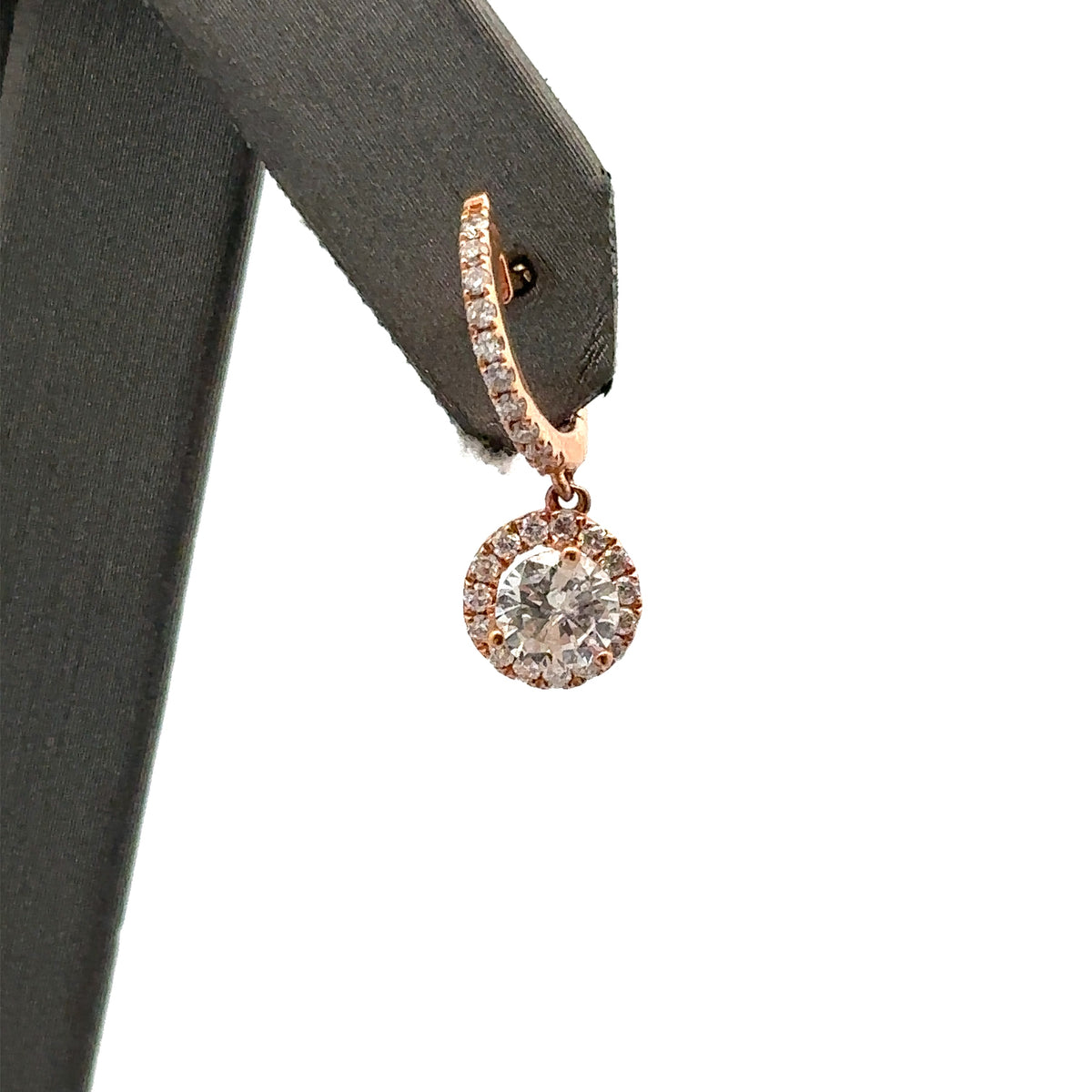 18k Rose Gold 1.75 CT Diamond Drop / Dangle Earrings, 2.8g, S12393