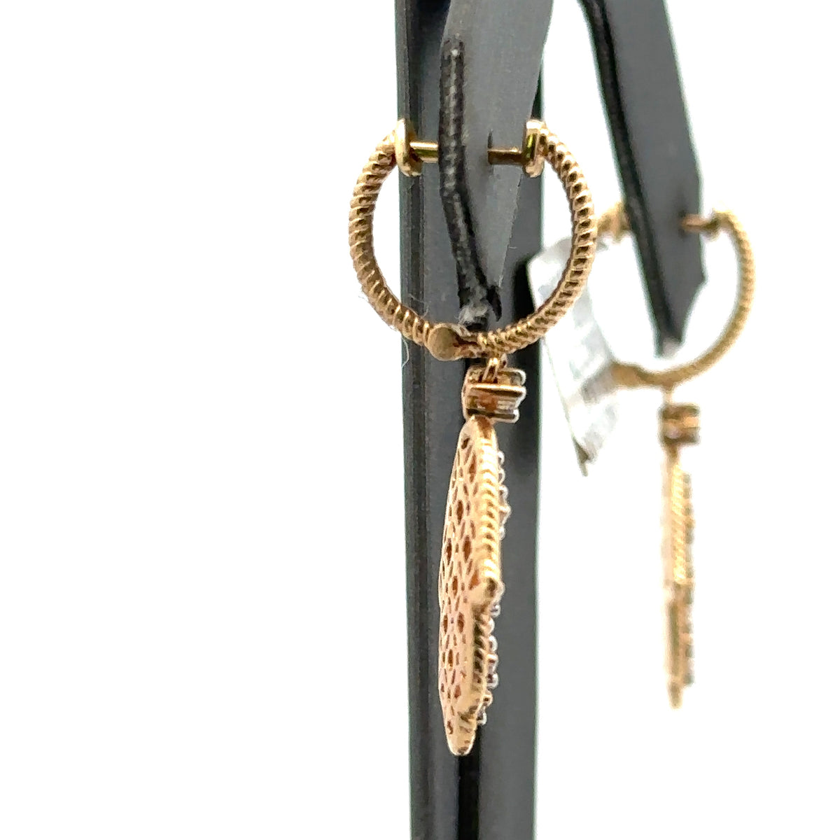 18k Yellow Gold .25 CT Diamond Hamsa Earrings, 4.0gm, 14816
