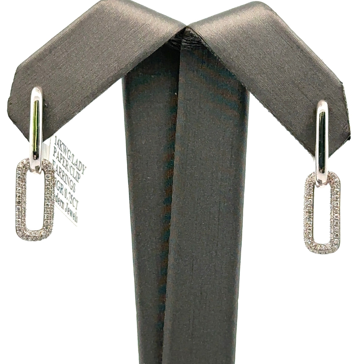 14k White Gold .50CT Diamond paperclip Earrings, 2.8gm, S15501