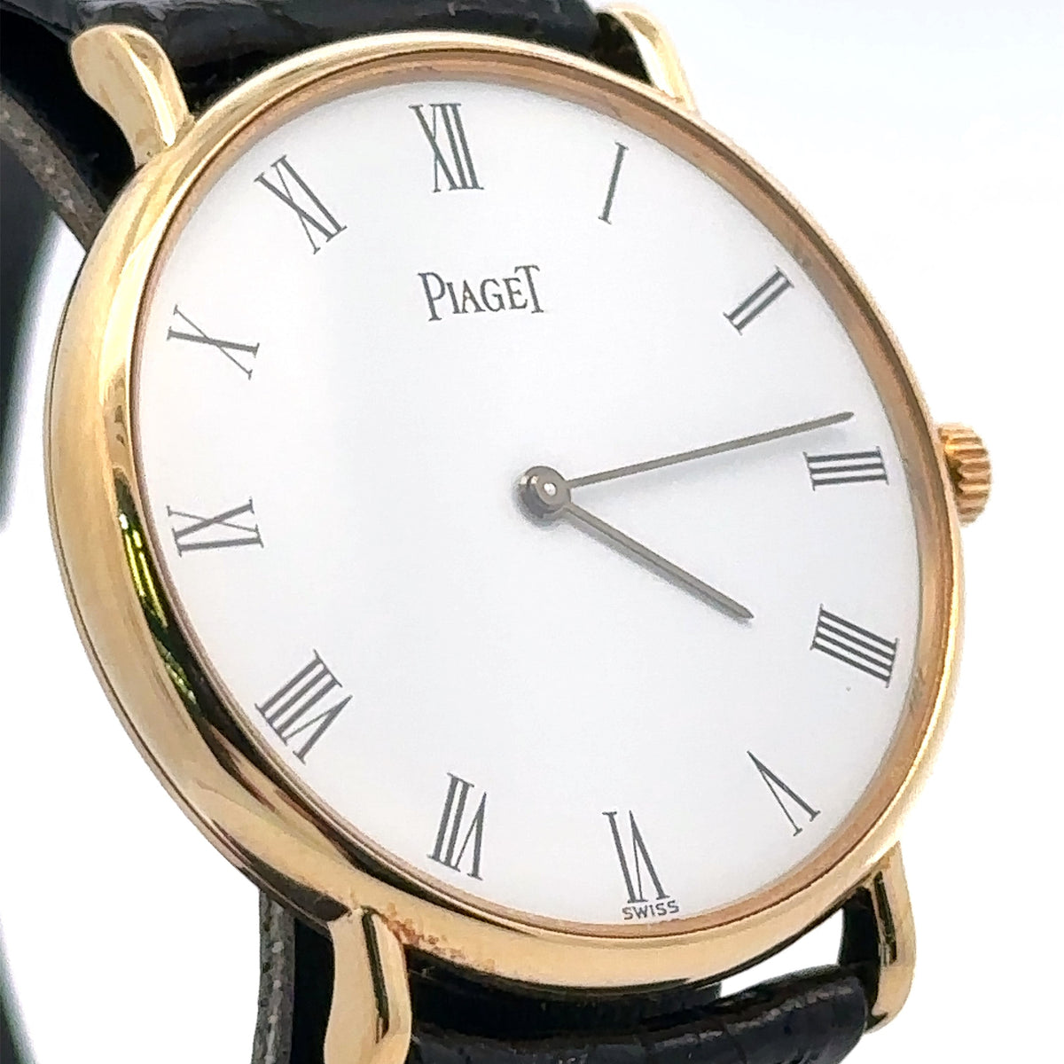 Vintage Piaget 8065 Quartz Solid 18K Yellow Gold White Dial 31.5mm watch pre owned