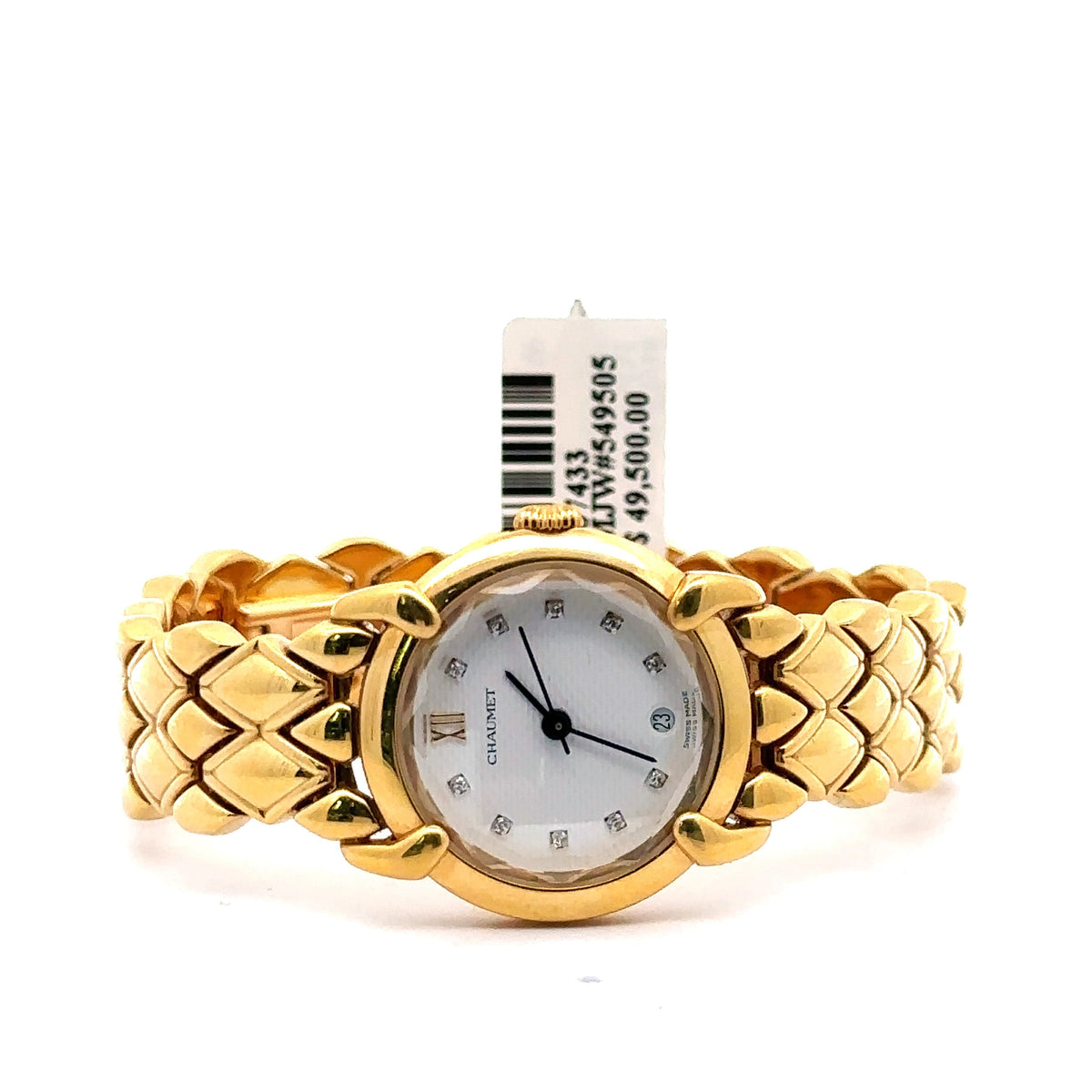Chaumet Elysees 18k Gold 25mm Quartz Date Watch Mother of pearl Dial preowned