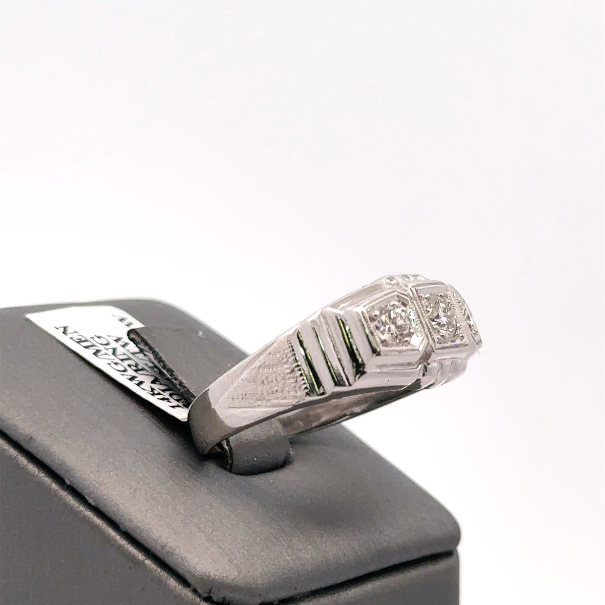 14k White Gold 0.410CT Diamond Men's Wedding Band, 6.6g, Size 10, S107921
