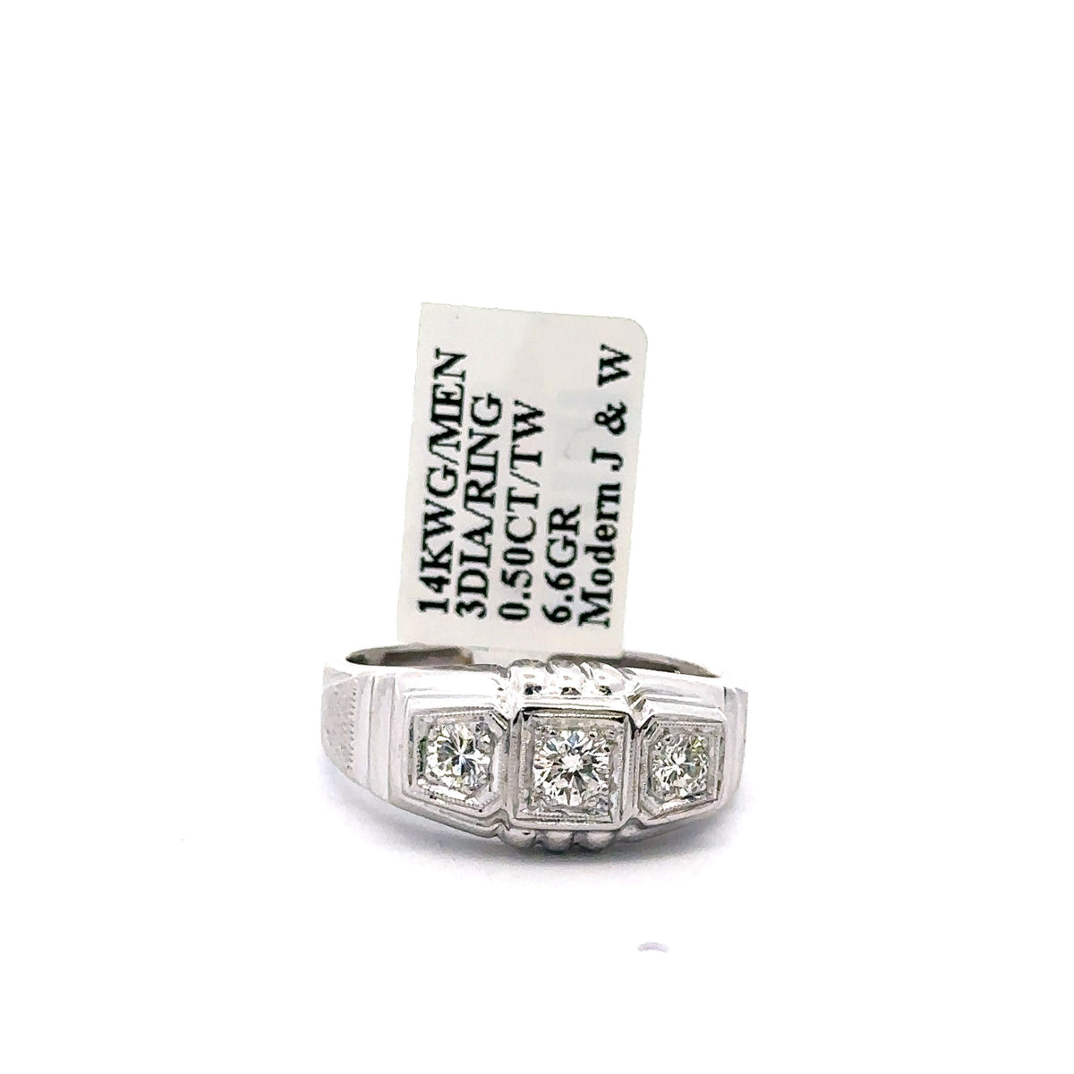14k White Gold 0.410CT Diamond Men's Wedding Band, 6.6g, Size 10, S107921