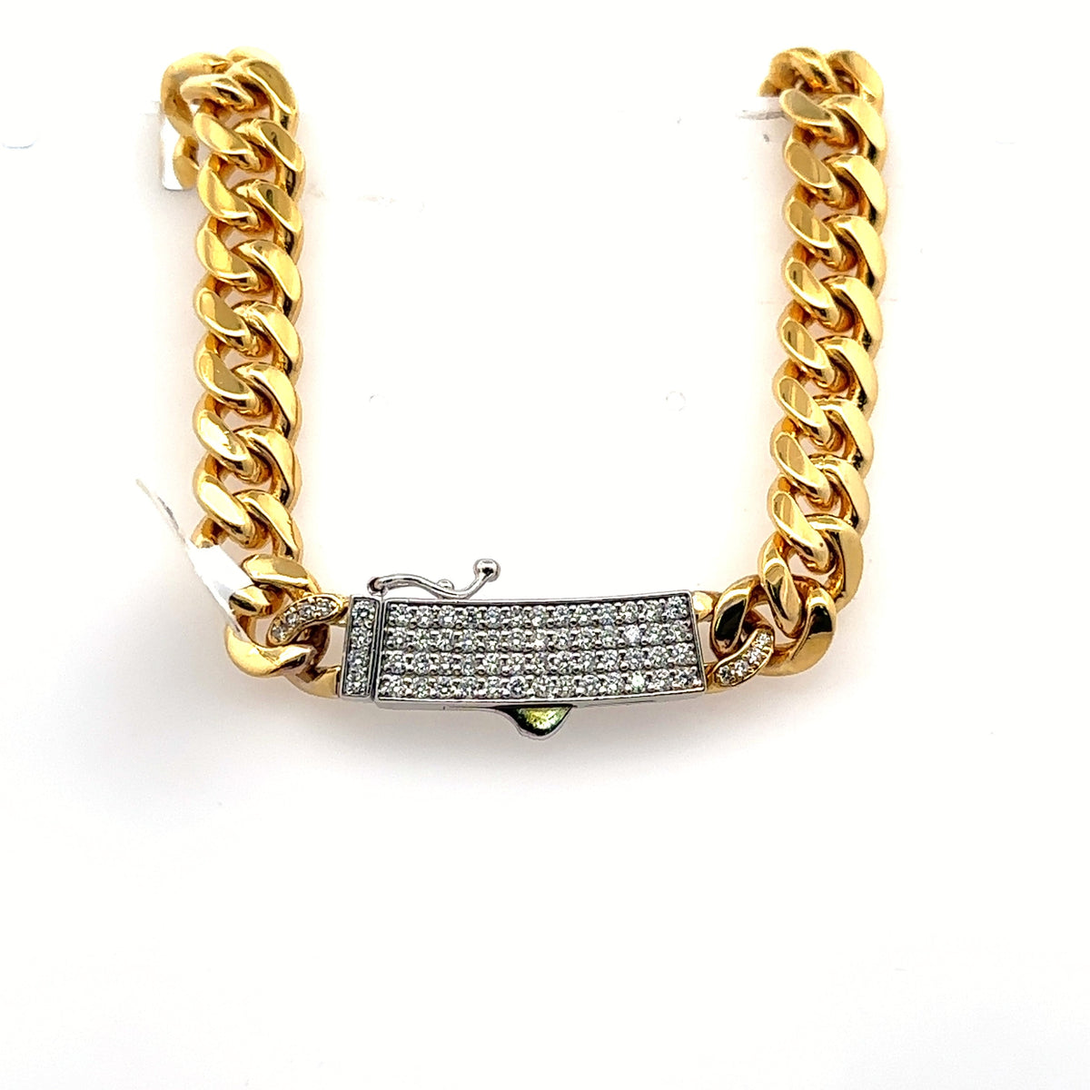 14k Yellow Gold Miami Cuban Men's Chain, 147.5gm, 24, 9mm, Diamond Clasp S107940