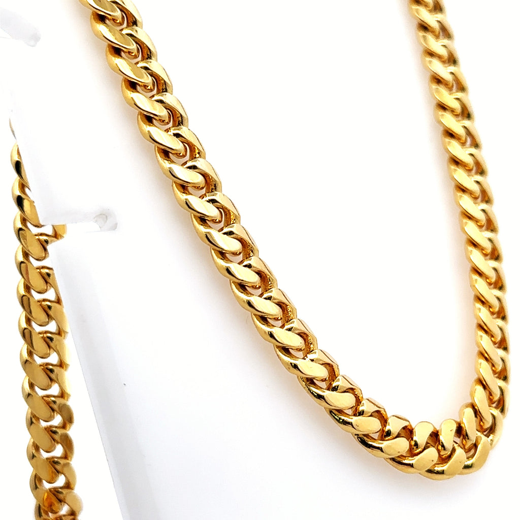 14k Yellow Gold Miami Cuban Men's Chain, 147.5gm, 24, 9mm, Diamond Clasp S107940