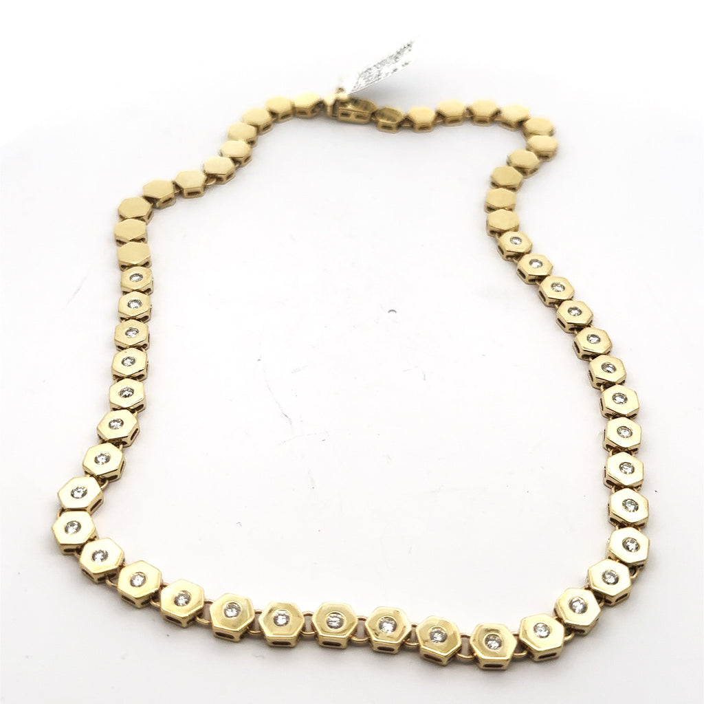 18k Yellow Gold 1.50CT Diamond Ladies Necklace, 51.5G, 16", S107979
