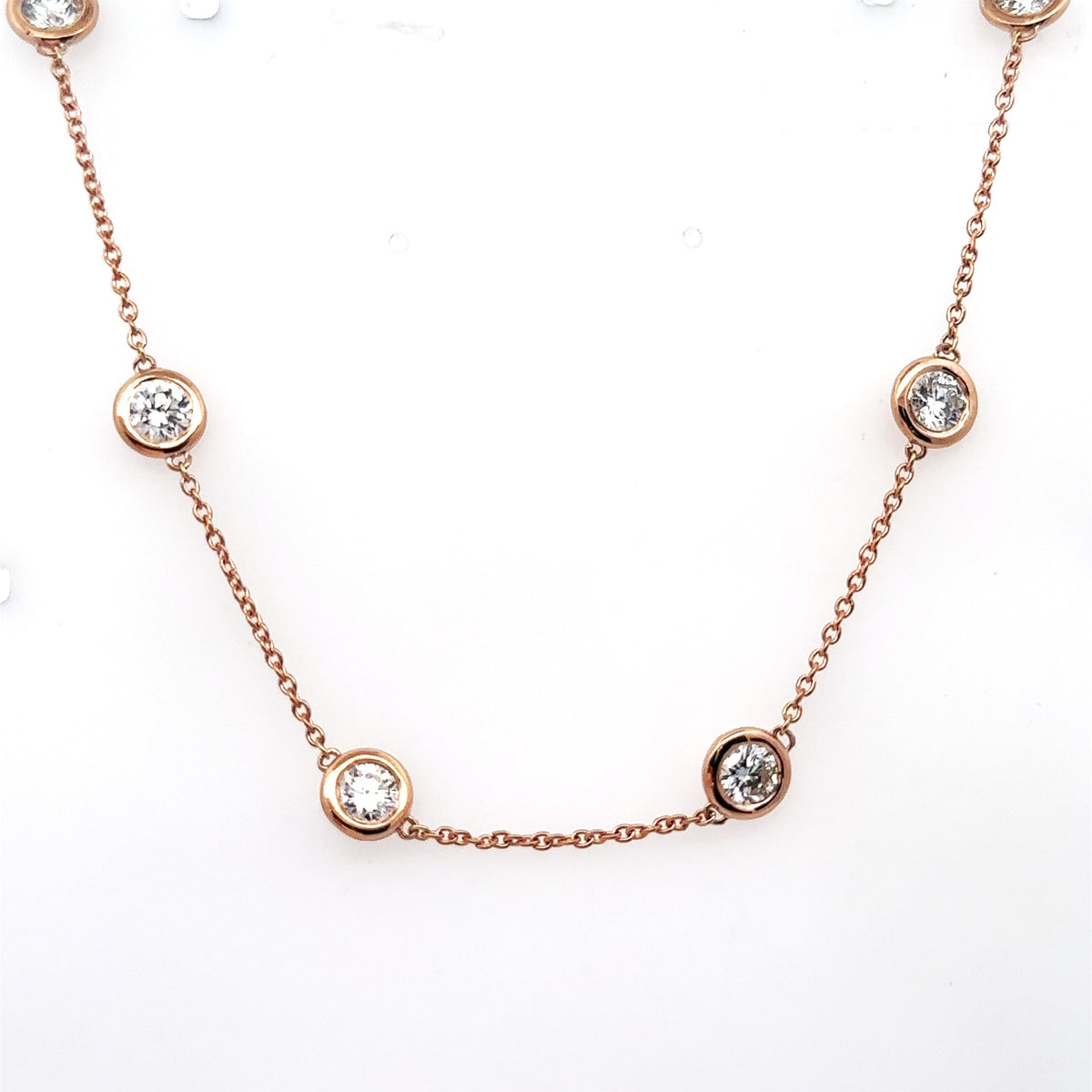 14k Rose Gold 5.50 CT Lab Grown Diamond By The Yard Necklace, 8.1g, 17", S107966