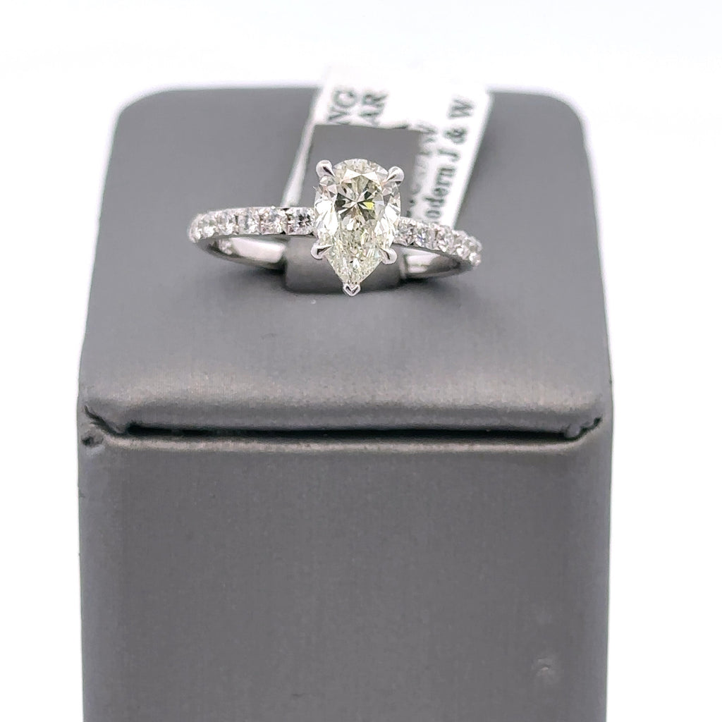 14k White Gold 1.50CT Pear Shape Diamond Engagement Ring, 2.2gm, S107992