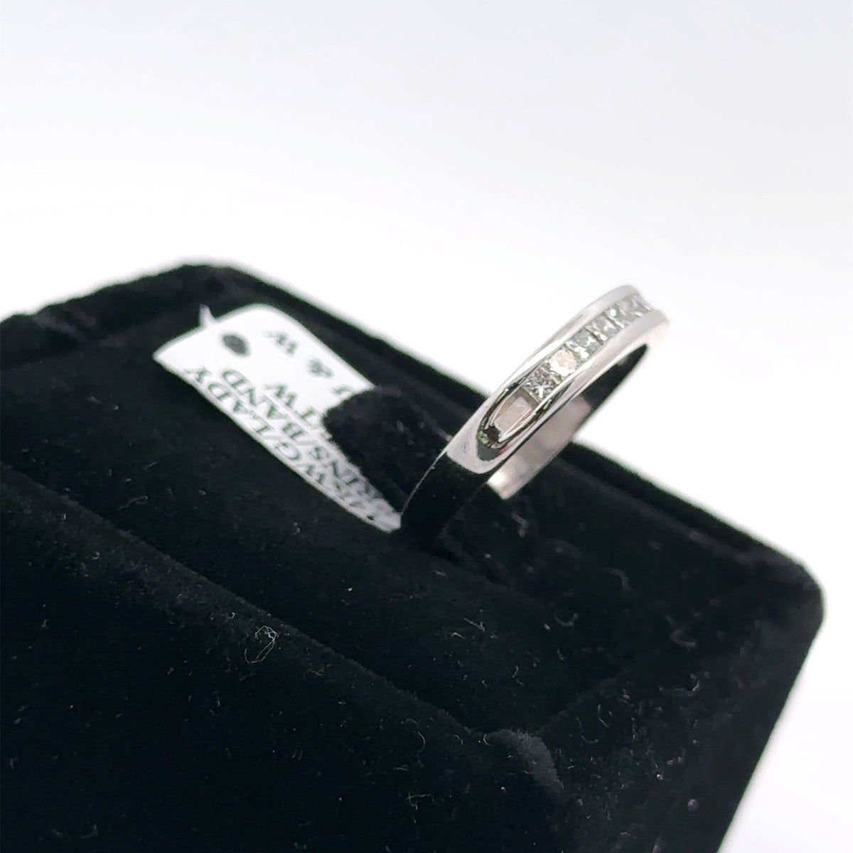 14k White Gold .35 CT princess cut Diamond Ladies Wedding Band Size 7.25 S105475