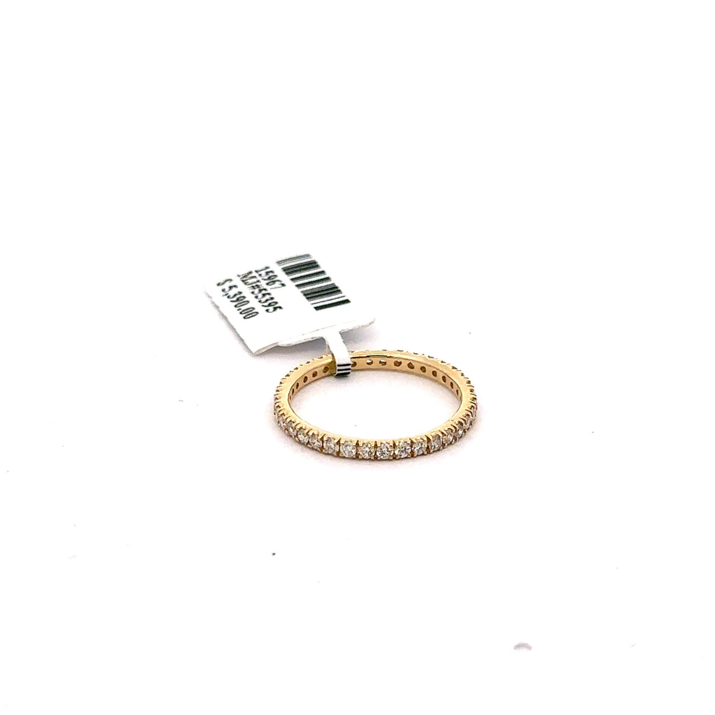 14k Yellow Gold 0.85 CT Eternity Diamond Ladies Wedding Band, 1.5G, S15967