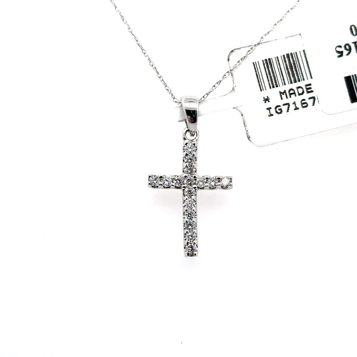 14k White Gold 0.20 CT Diamond Cross Pendant, 1.2gm, S107855