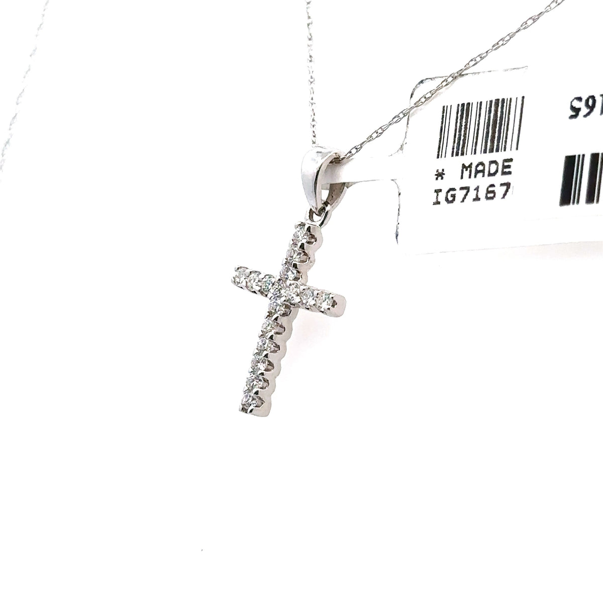 14k White Gold 0.20 CT Diamond Cross Pendant, 1.2gm, S107855