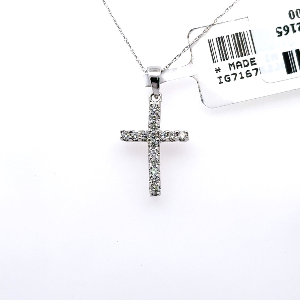 14k White Gold 0.20 CT Diamond Cross Pendant, 1.2gm, S107855
