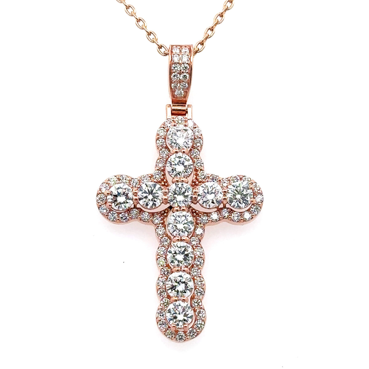 14k Rose Gold 3.00CT Lab Grown Diamond Cross Pendant, 7.6gm S107998