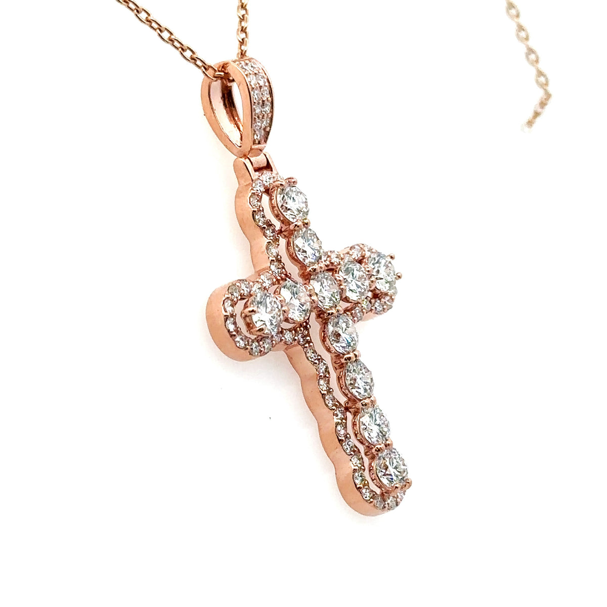 14k Rose Gold 3.00CT Lab Grown Diamond Cross Pendant, 7.6gm S107998