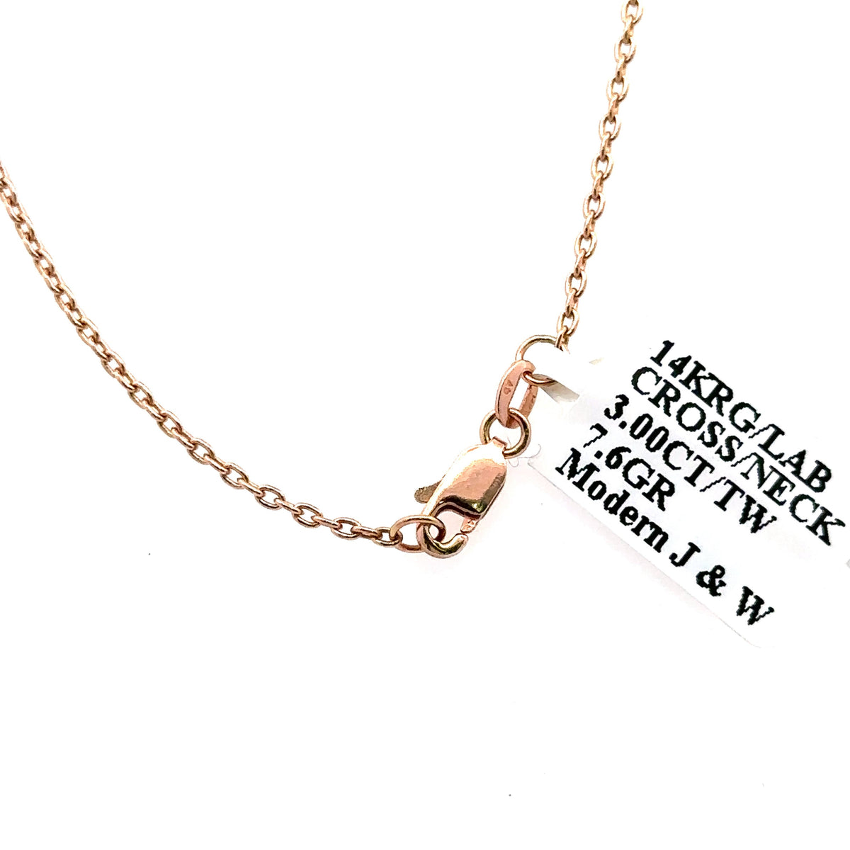 14k Rose Gold 3.00CT Lab Grown Diamond Cross Pendant, 7.6gm S107998