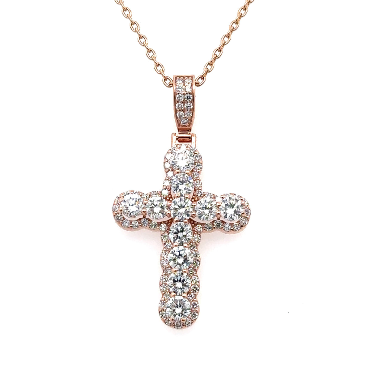 14k Rose Gold 2.50CT Lab Grown Diamond Cross Pendant, 6.6gm S107997