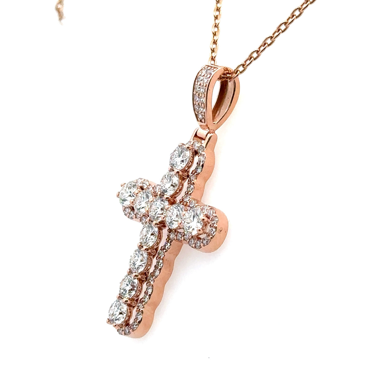 14k Rose Gold 2.50CT Lab Grown Diamond Cross Pendant, 6.6gm S107997