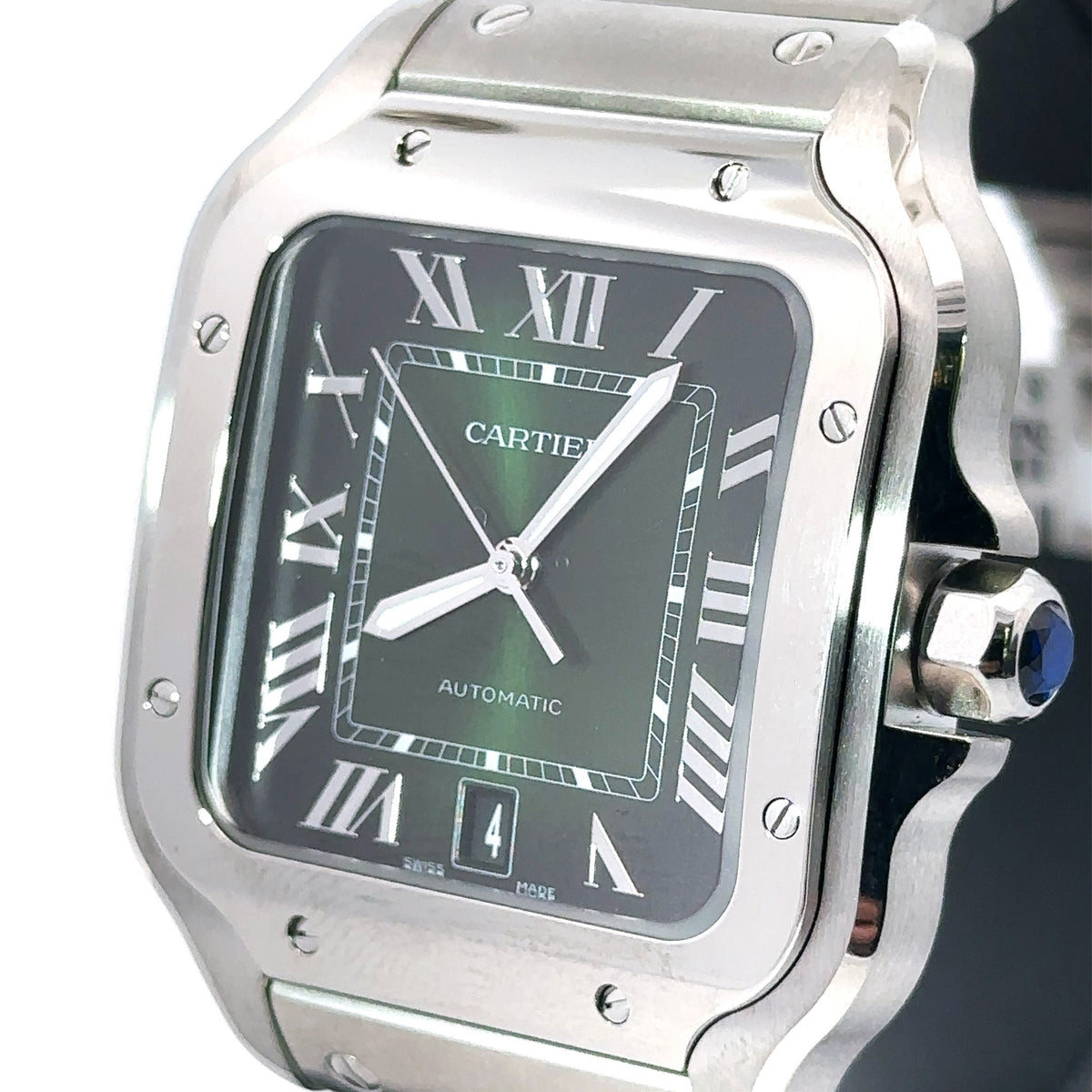Cartier De Santos Cartier Steel & Green Dial 39.8mm Watch WSSA0062 Pre-Owned 2025