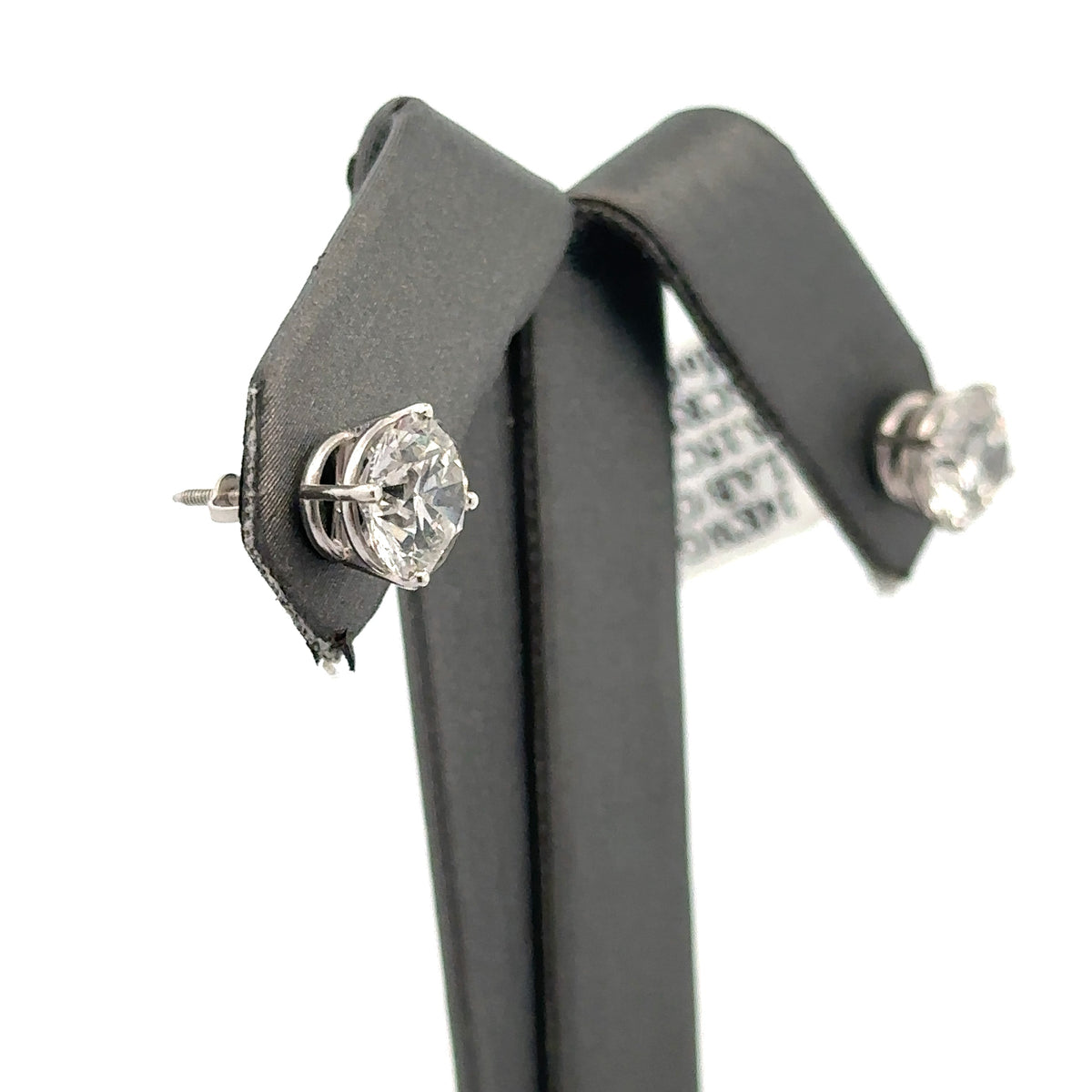 14k White Gold 3.15CT Lab grown Diamond stud earring, screw back S107959